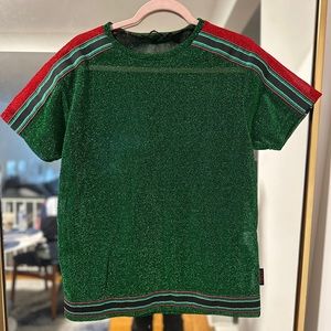 Jaded London Metallic T-Shirt in Green with Side Stripe - part of a set